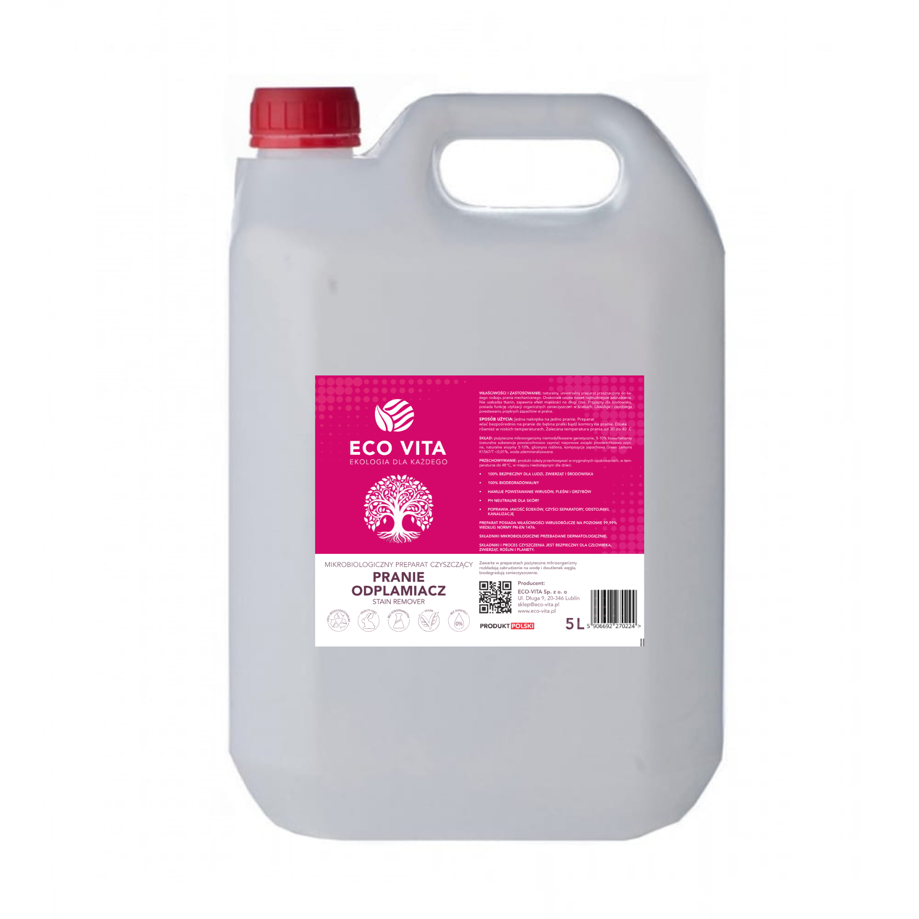 ECO VITA PRANIE ODPLAMIACZ 5L, ekologiczny
