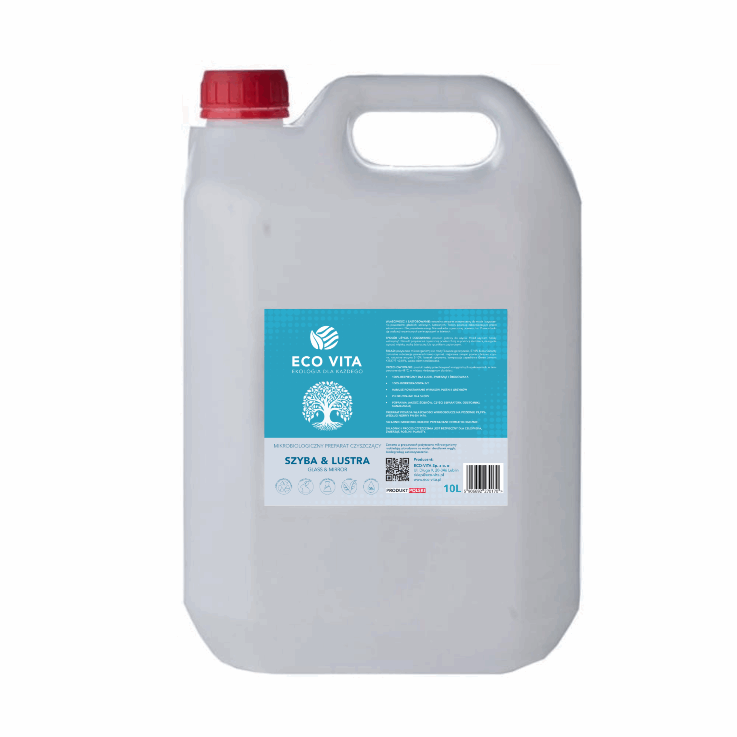 ECO VITA SZYBY LUSTRA 10L bezsmugowy ekologiczny